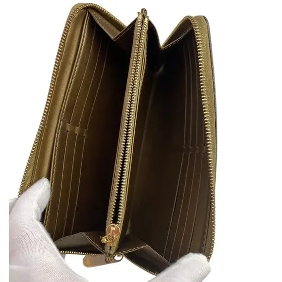 LOUIS VUITTON SUHALI Long Bronze Leather Metallic Wallet, Branded Dust Bag EUC - Picture 11 of 15